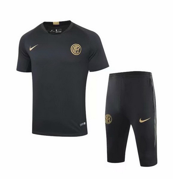 Trainingsshirt Inter Milan Komplett Set 2019-20 Schwarz Gelb Fussballtrikots Günstig